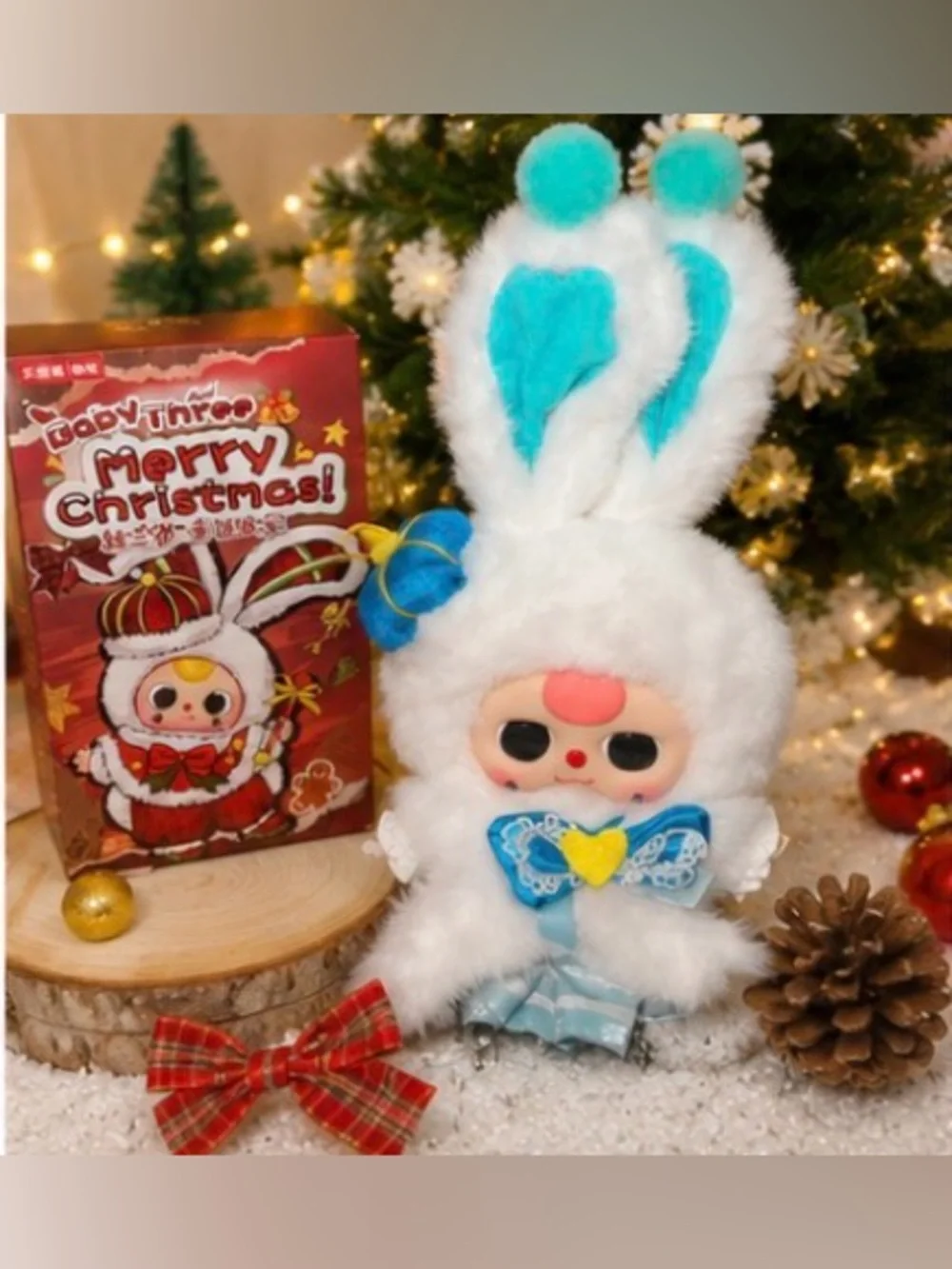 🎄🐰 Baby Three “Merry Christmas” Plush – Bunny Character